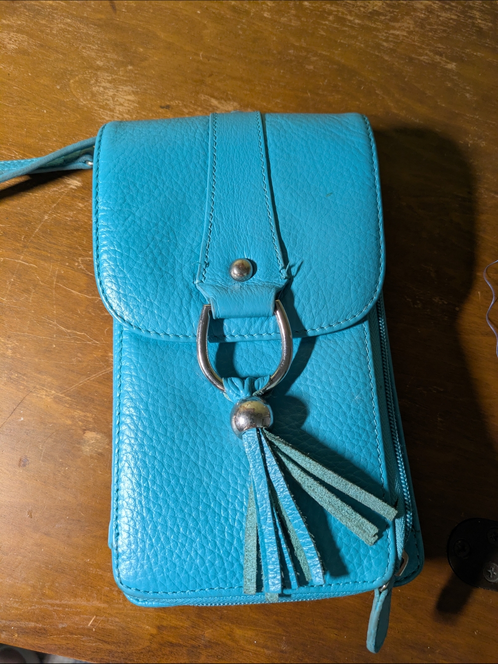 Coldwater Creek Turquoise Tassel Crossbody Shoulder Bag